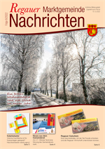 Regauer Marktgemeindenachrichten Nr. 6/2022, Birkenallee mit Rauhreif auf Titelblatt