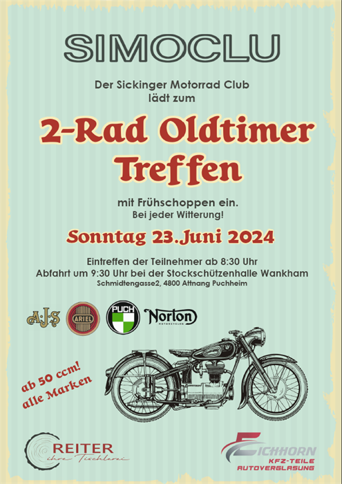 Flyer Zweirad Oldtimer Treffen des Simoclu (Sickinger Motorrad Club)
